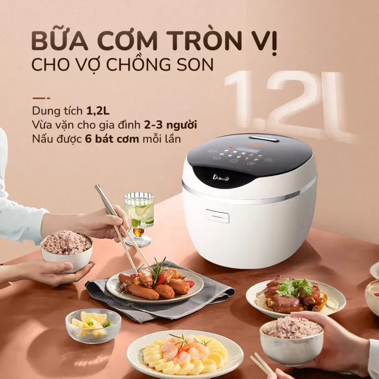 Nồi cơm điện tử UNIE URC612 , nấu cơm giảm đường, lòng nồi inox, dung tích 1,2L