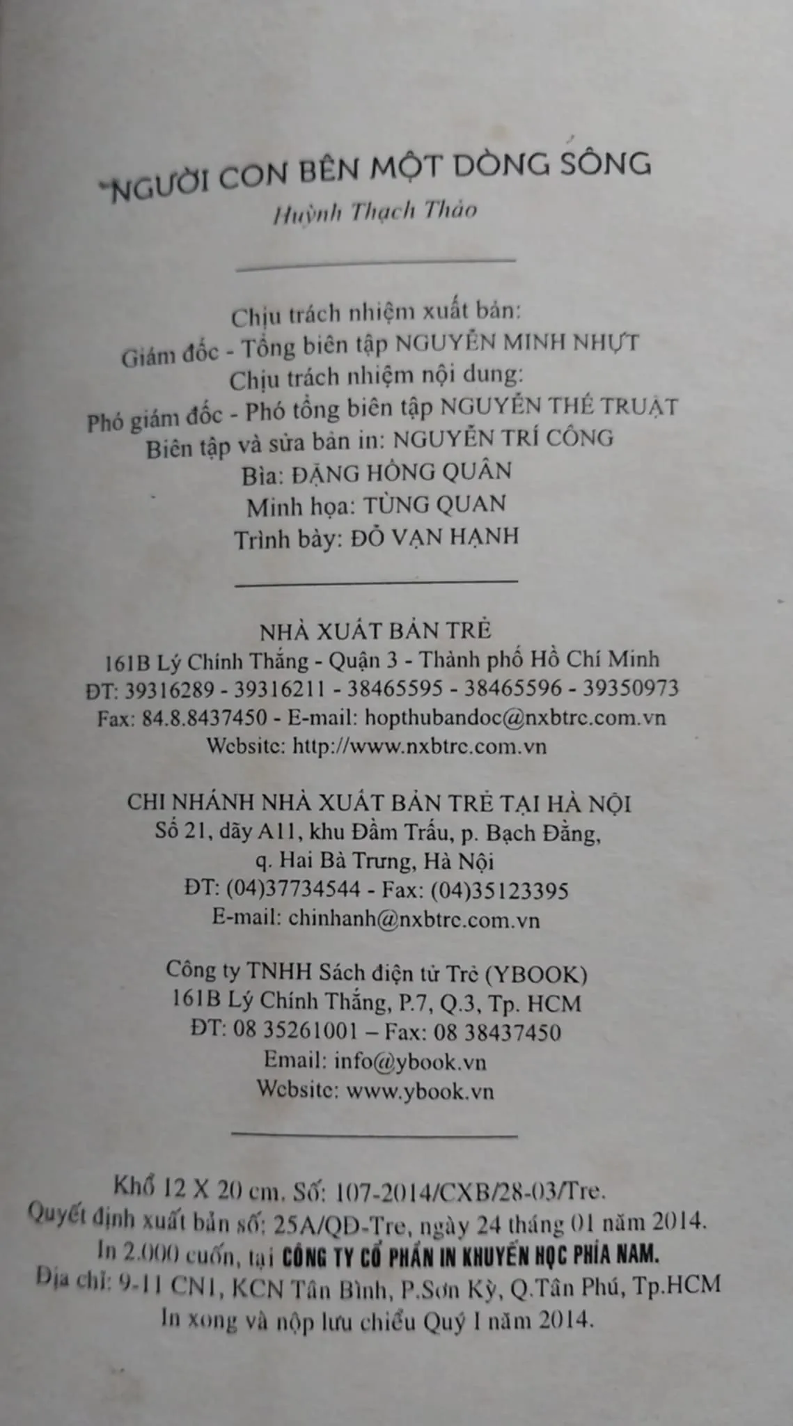 Truyện dài/ Người con bên một dòng sông/ Huỳnh Thạch Thảo/ Còn mới