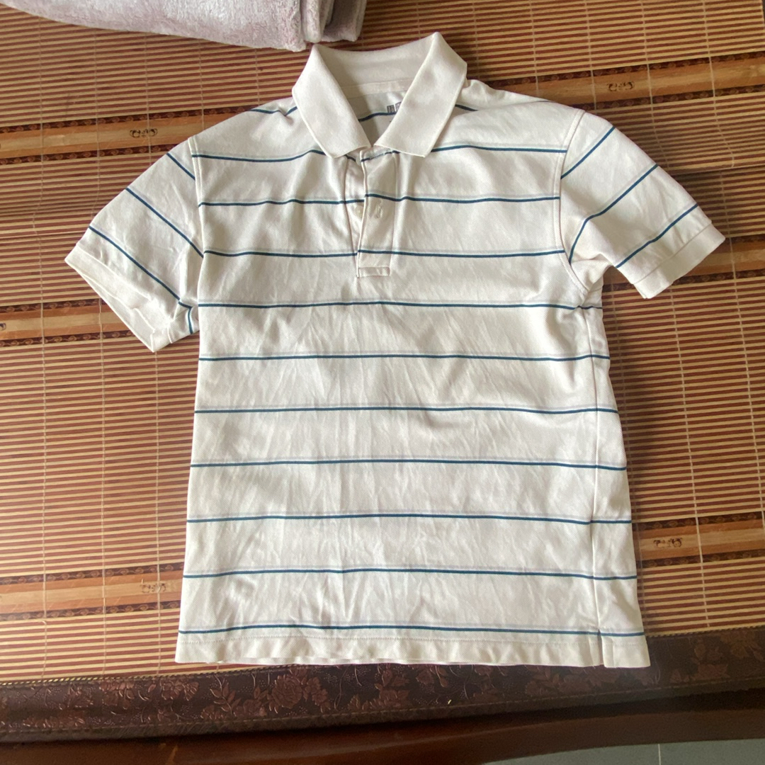 Áo Polo nam Uniqlo màu trắng xanh 271858