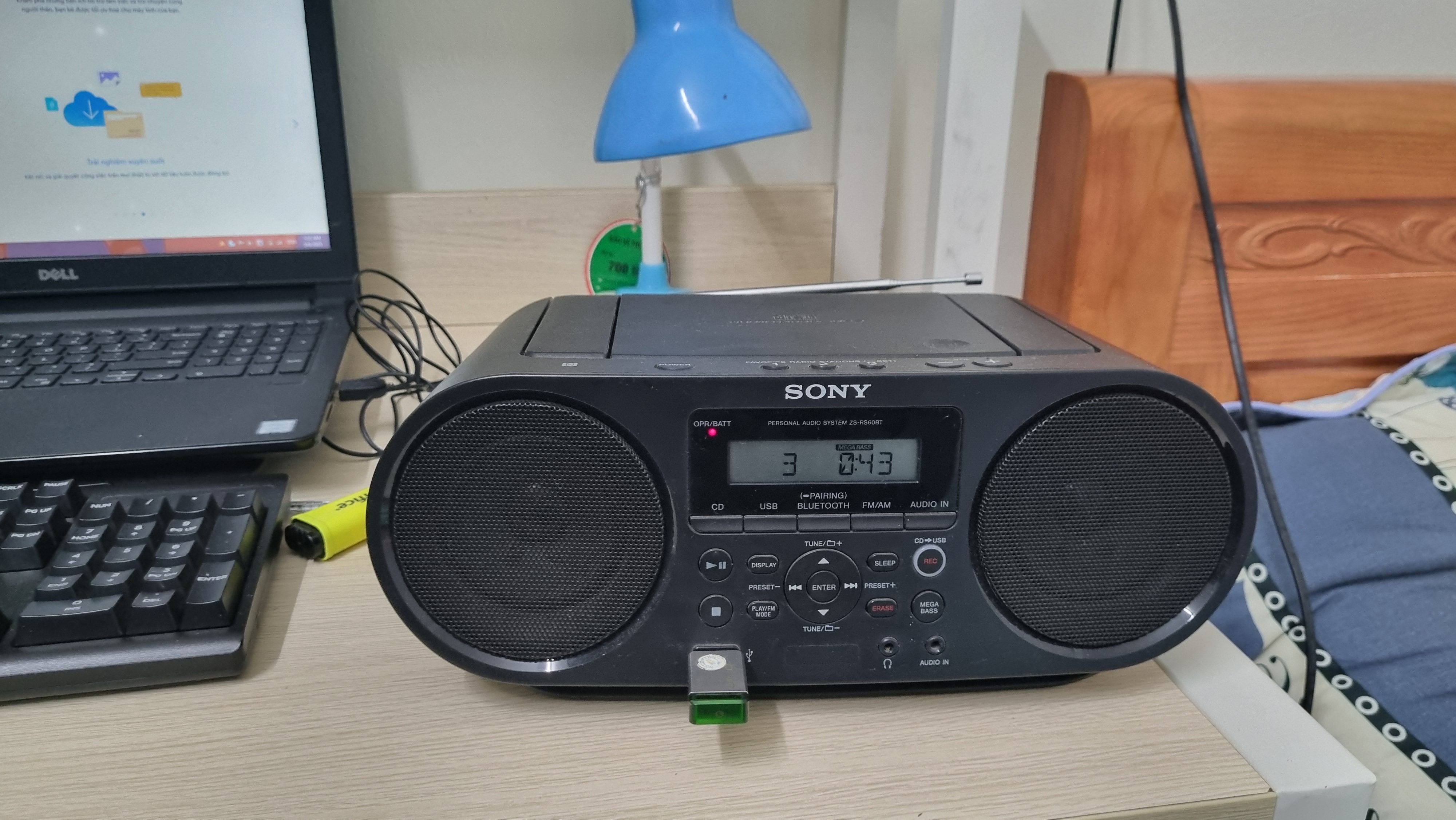 Sony ZS-RS60BT CD Boombox, AM/FM Tuner Built In Speaker Player, With Bluetooth