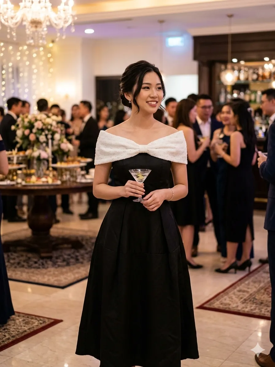 Váy đầm nữ dự tiệc thiết kế vai ngang sang chảnh