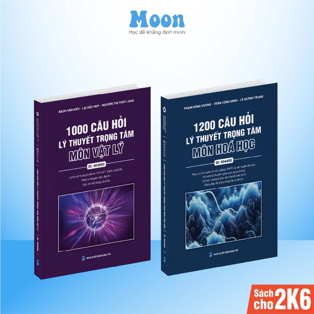Sách câu hỏi lý thuyết trọng tâm môn Hoá / LÝ học ôn thi THPT và luyện thi ĐGNL  MoonBook 198339