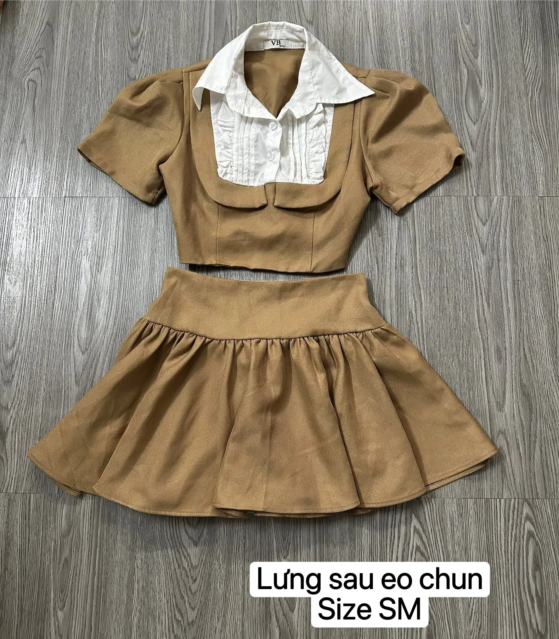 Set Áo Crop & Chân Váy Tan (Brown)