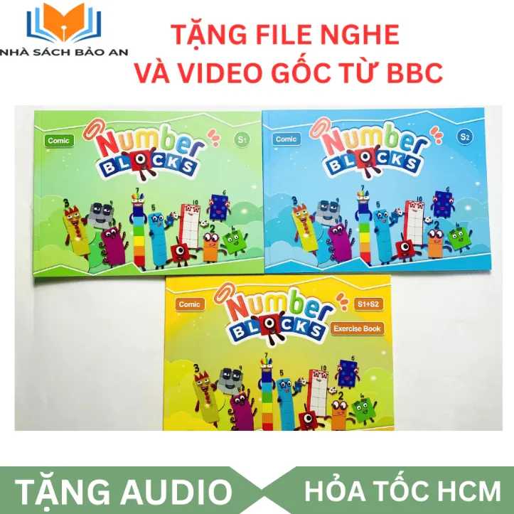 Number blocks in gộp 2 season + 1 cuốn sách bài tập có file nghe + video gốc BBC