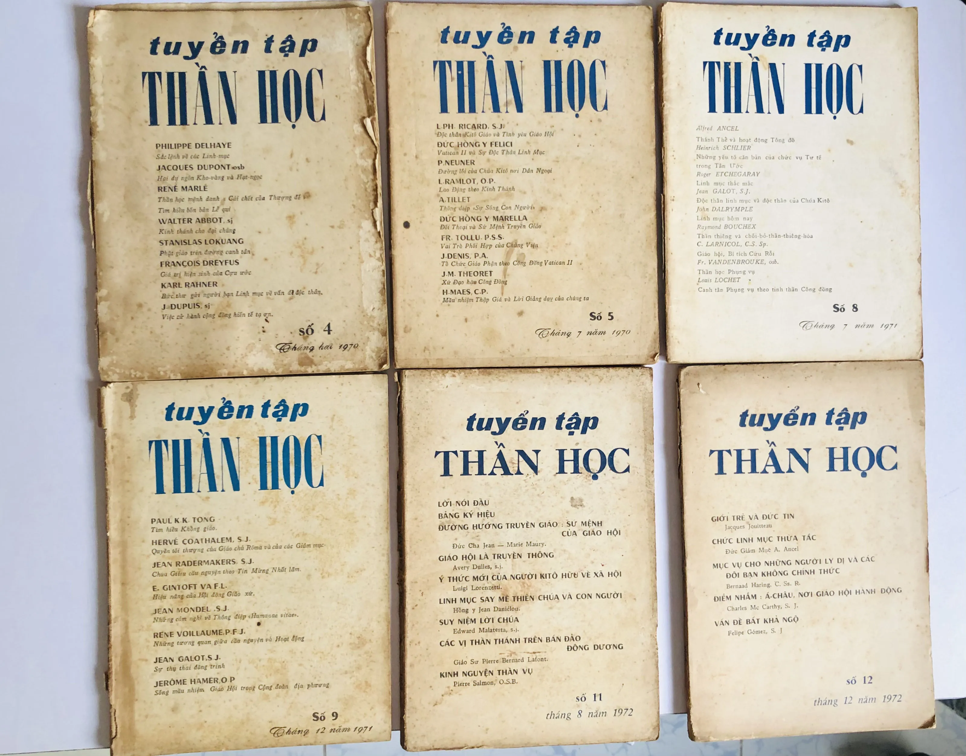 6 CUỐN TUYỂN TẬP THẦN HỌC (số 4, 5, 8, 9, 11, 12) NXB: 1970 – 1971 – 1972