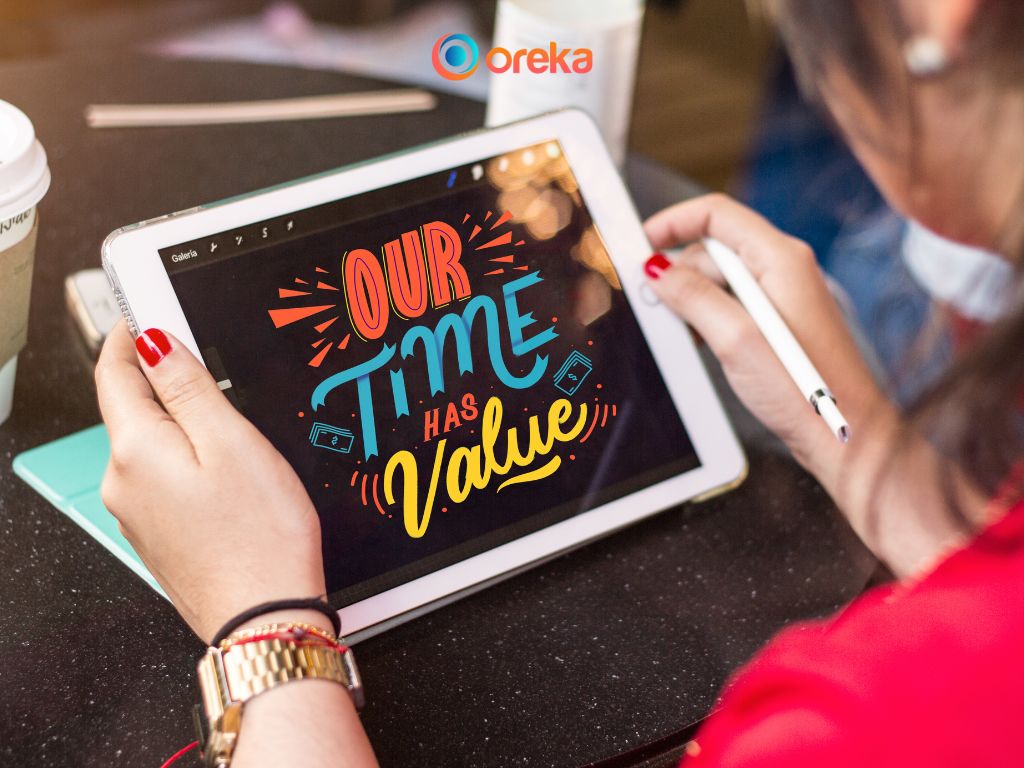 Giải Đáp Từ A-Z: Có Nên Mua Ipad Cũ Để Học Tập Và Giải Trí? 1 Hỗ trợ học tập thuận tiện là một chức năng của iPad được nhiều người dùng đánh giá cao. Hình ảnh chiếc ipad đang được sử dụng để vẽ, màn hình hiện chữ Our time has value